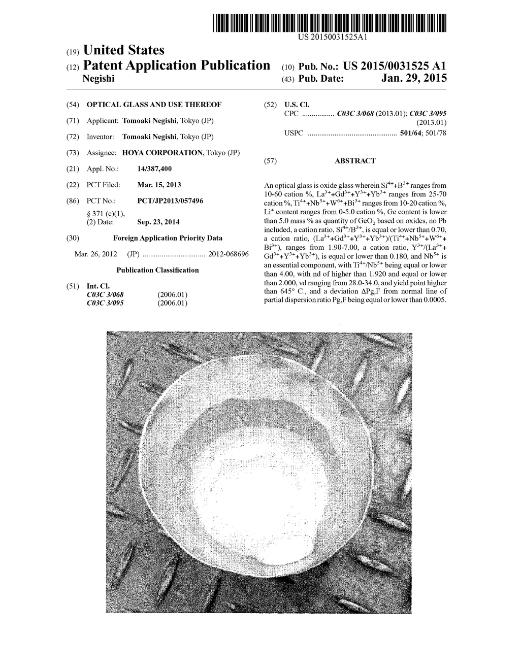 OPTICAL GLASS AND USE THEREOF - diagram, schematic, and image 01