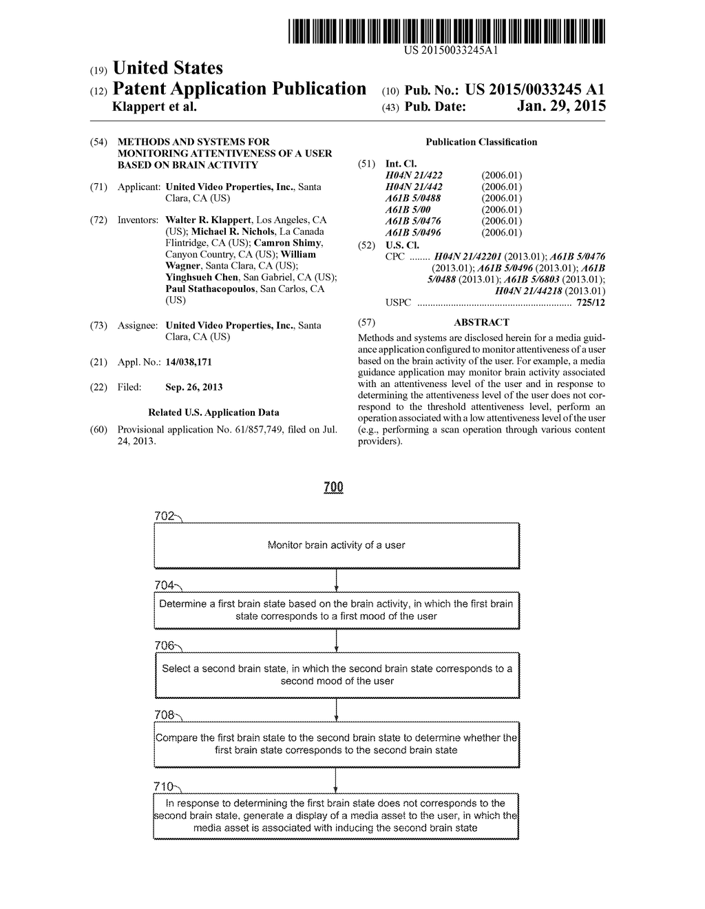 METHODS AND SYSTEMS FOR MONITORING ATTENTIVENESS OF A USER BASED ON BRAIN     ACTIVITY - diagram, schematic, and image 01