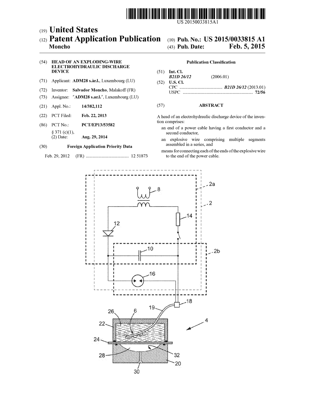 HEAD OF AN EXPLODING-WIRE ELECTROHYDRAULIC DISCHARGE DEVICE - diagram, schematic, and image 01