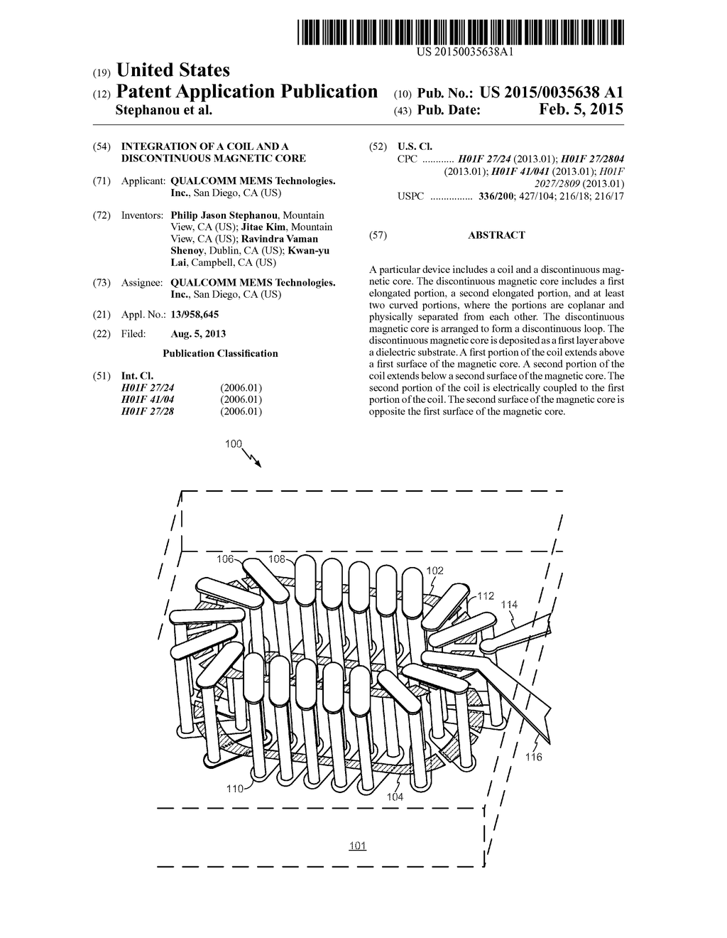 INTEGRATION OF A COIL AND A DISCONTINUOUS MAGNETIC CORE - diagram, schematic, and image 01