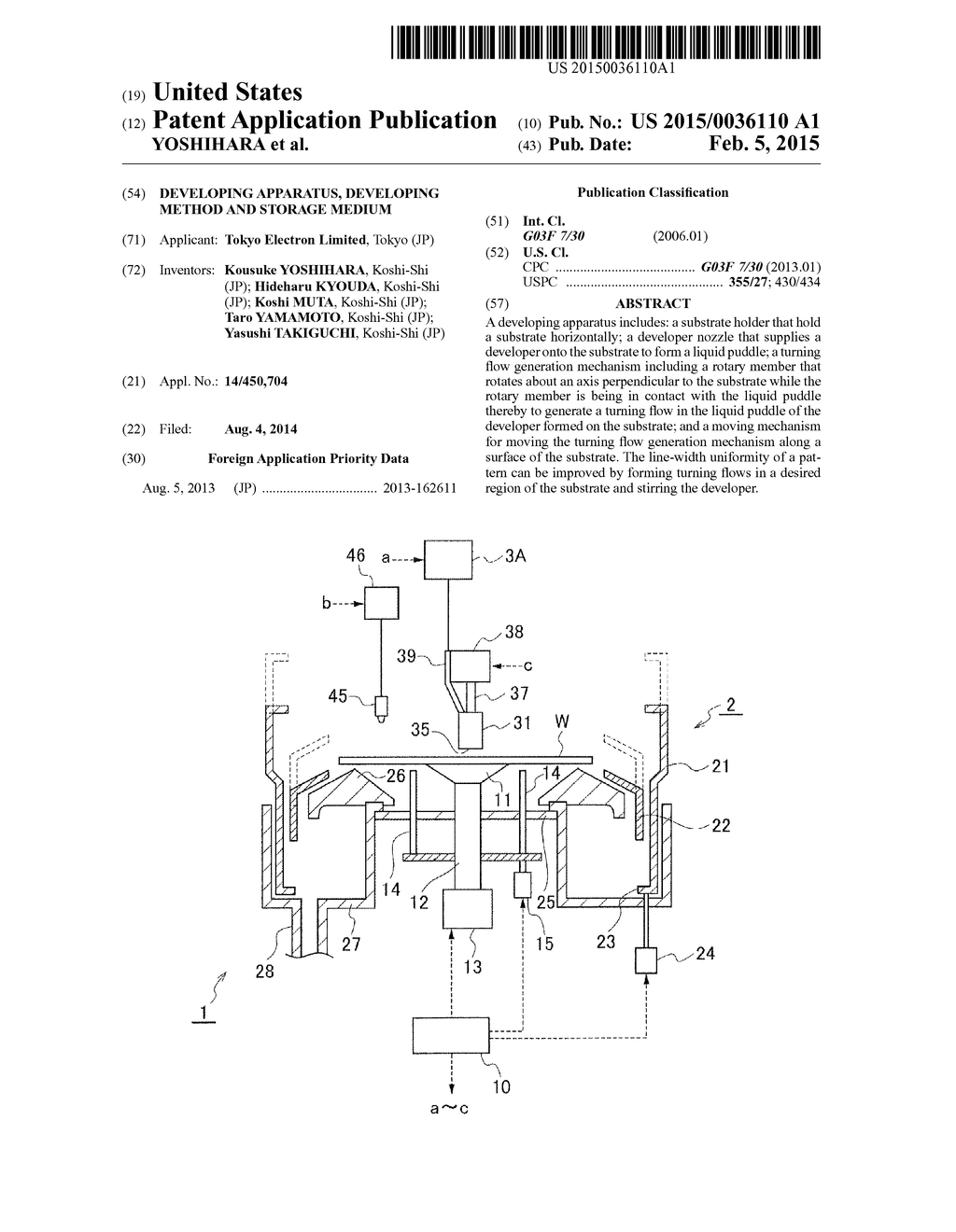 DEVELOPING APPARATUS, DEVELOPING METHOD AND STORAGE MEDIUM - diagram, schematic, and image 01