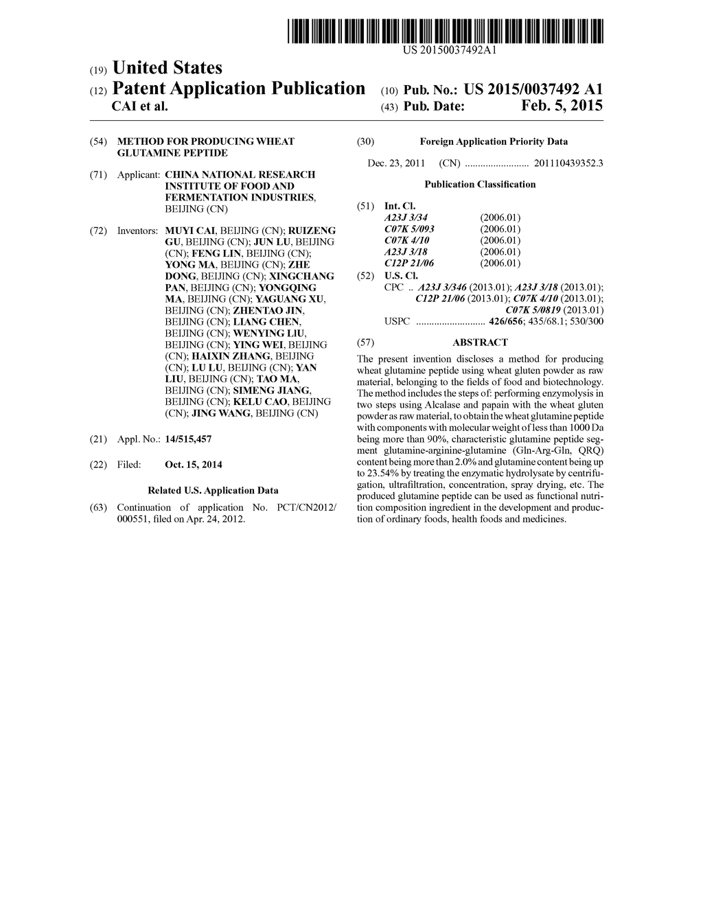 METHOD FOR PRODUCING WHEAT GLUTAMINE PEPTIDE - diagram, schematic, and image 01