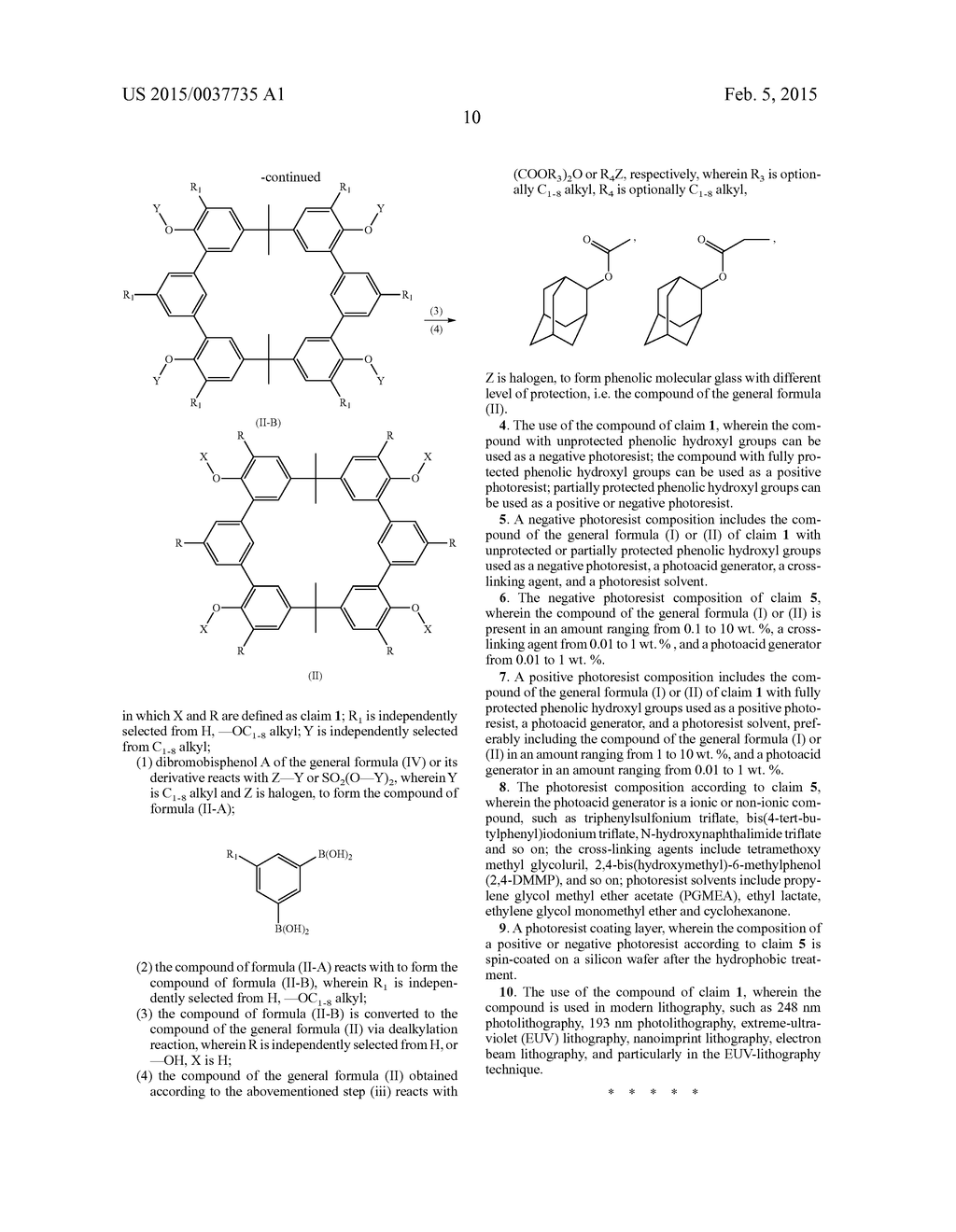 MOLECULAR GLASS PHOTORESISTS CONTAINING BISPHENOL A FRAMEWORK AND METHOD     FOR PREPARING THE SAME AND USE THEREOF - diagram, schematic, and image 14