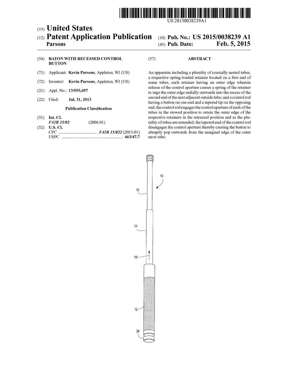 BATON WITH RECESSED CONTROL BUTTON - diagram, schematic, and image 01