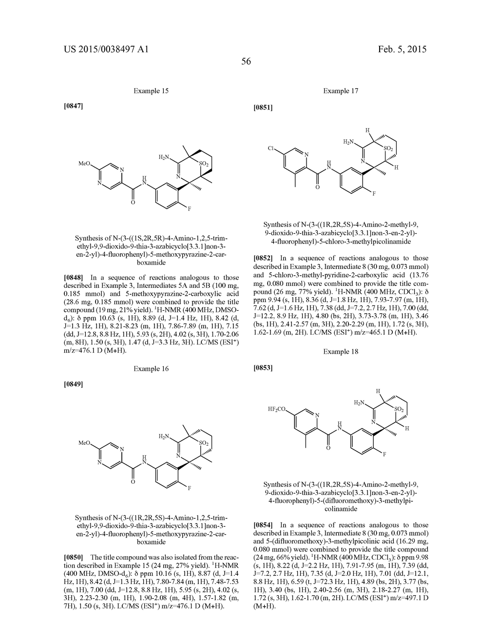 BRIDGED BICYCLIC AMINO THIAZINE DIOXIDE COMPOUNDS AS INHIBITORS OF     BETA-SECRETASE AND METHODS OF USE THEREOF - diagram, schematic, and image 57