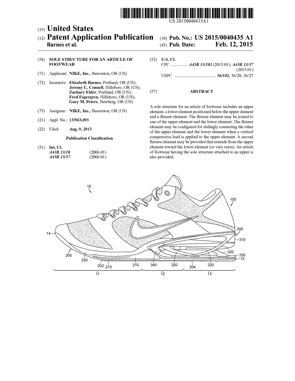 SOLE STRUCTURE FOR AN ARTICLE OF FOOTWEAR - diagram, schematic, and image 01