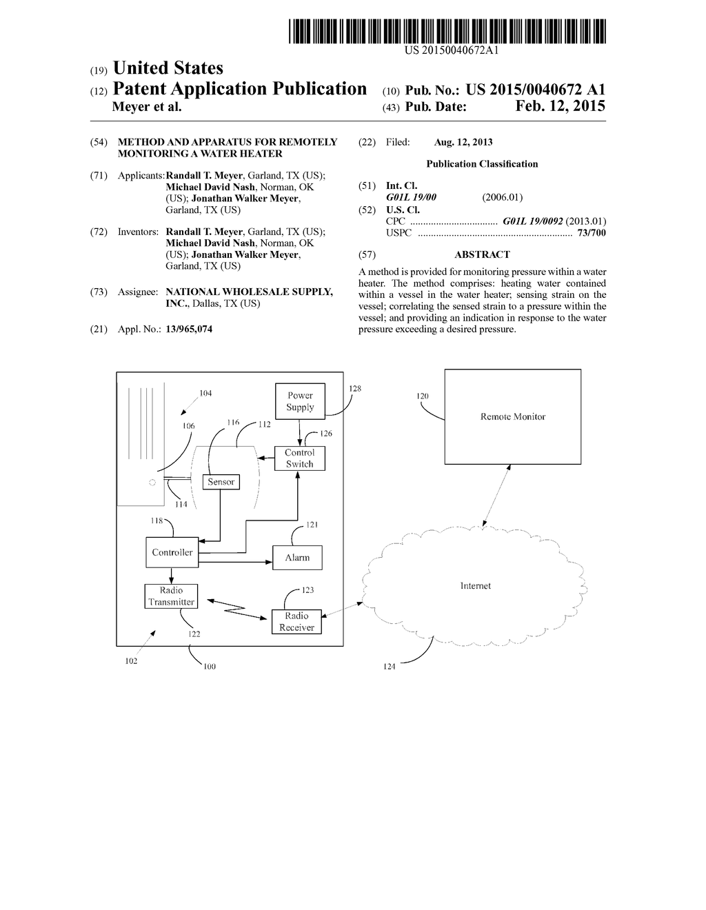 METHOD AND APPARATUS FOR REMOTELY MONITORING A WATER HEATER - diagram, schematic, and image 01