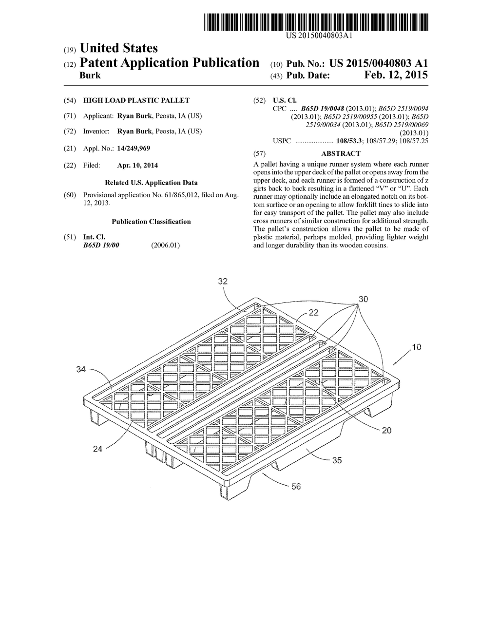 High Load Plastic Pallet - diagram, schematic, and image 01