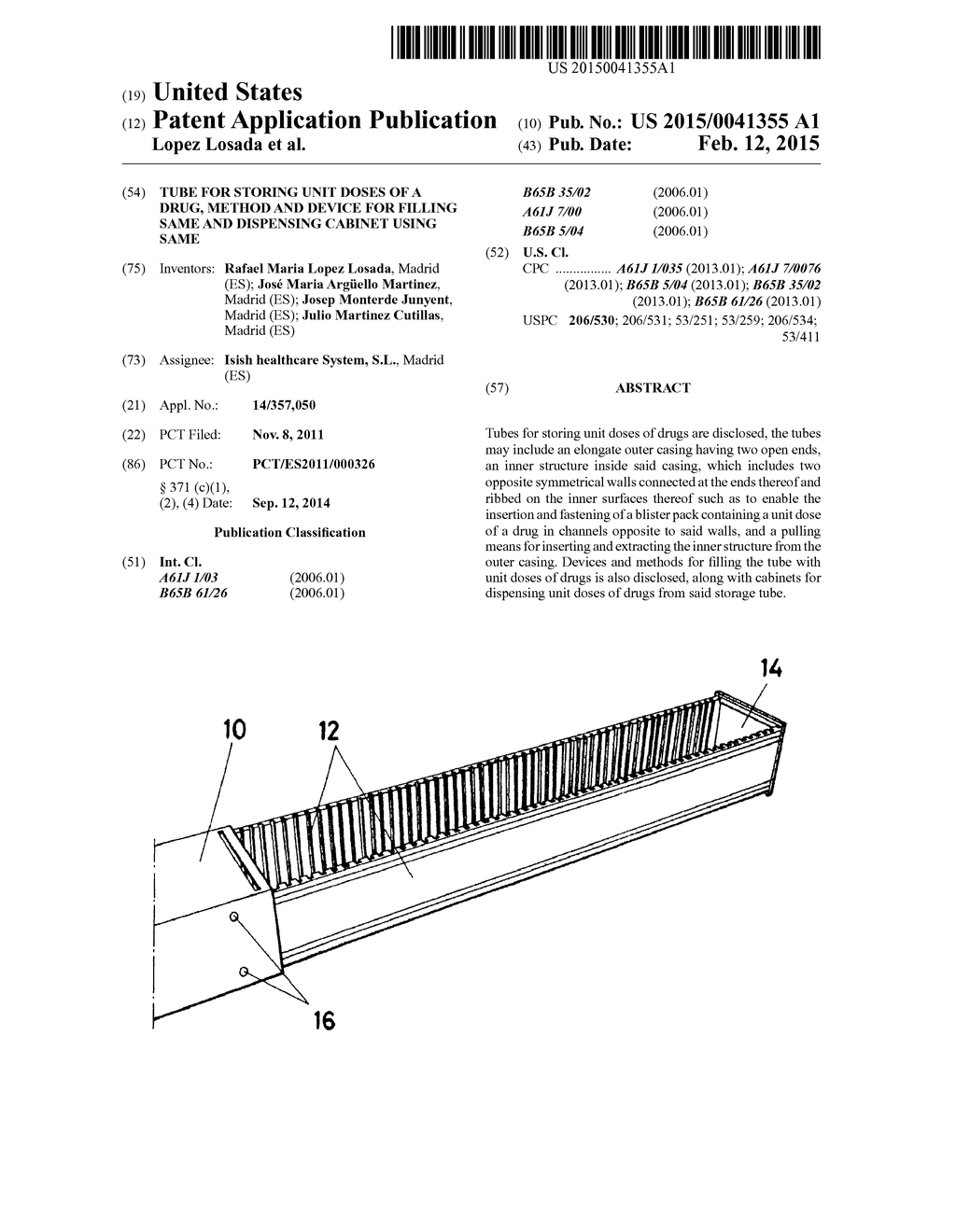 Tube for Storing Unit Doses of a Drug, Method and Device for Filling Same     and Dispensing Cabinet Using Same - diagram, schematic, and image 01