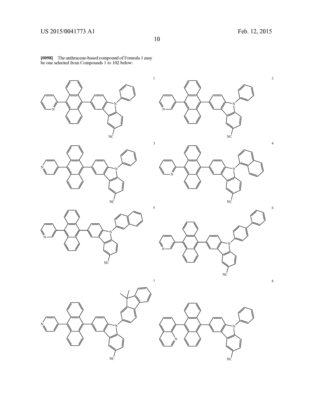 ANTHRACENE-BASED COMPOUNDS AND ORGANIC LIGHT-EMITTING DEVICE INCLUDING THE     SAME - diagram, schematic, and image 12