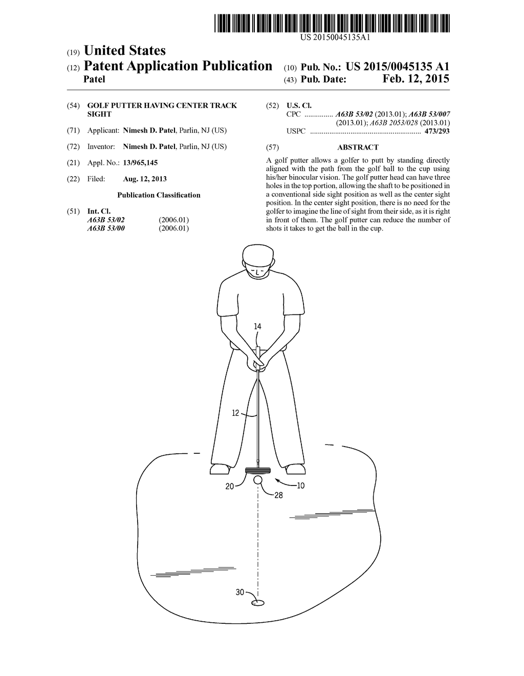 GOLF PUTTER HAVING CENTER TRACK SIGHT - diagram, schematic, and image 01