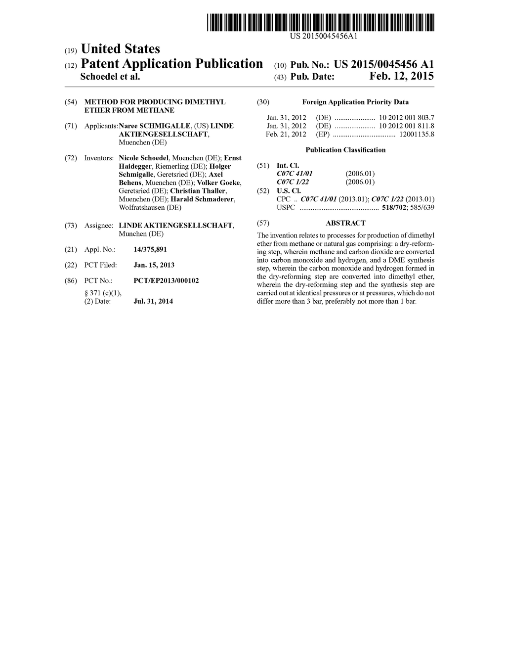 METHOD FOR PRODUCING DIMETHYL ETHER FROM METHANE - diagram, schematic, and image 01