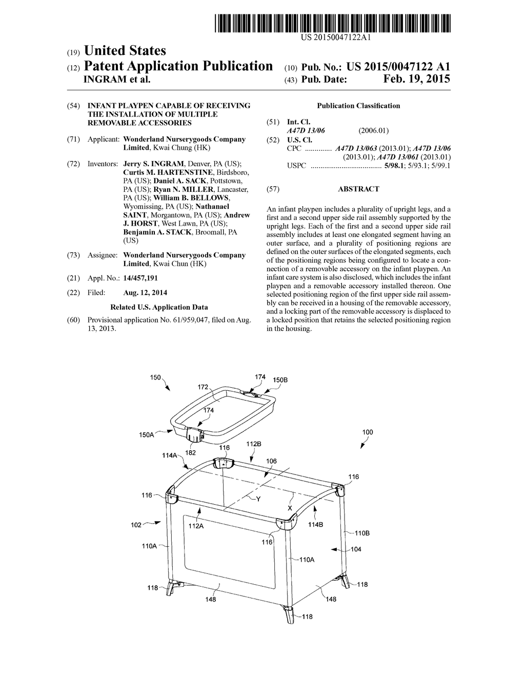 INFANT PLAYPEN CAPABLE OF RECEIVING THE INSTALLATION OF MULTIPLE REMOVABLE     ACCESSORIES - diagram, schematic, and image 01