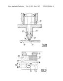 LASER NOZZLE COMPRISING AN ELEMENT MOVABLE IN A GAS LAYER diagram and image