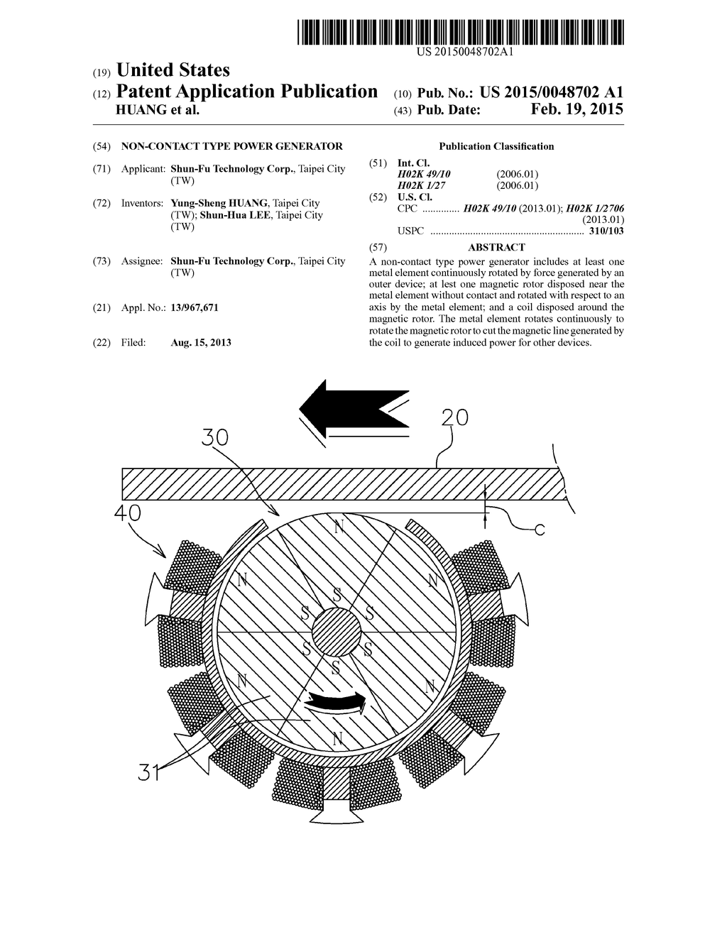 NON-CONTACT TYPE POWER GENERATOR - diagram, schematic, and image 01