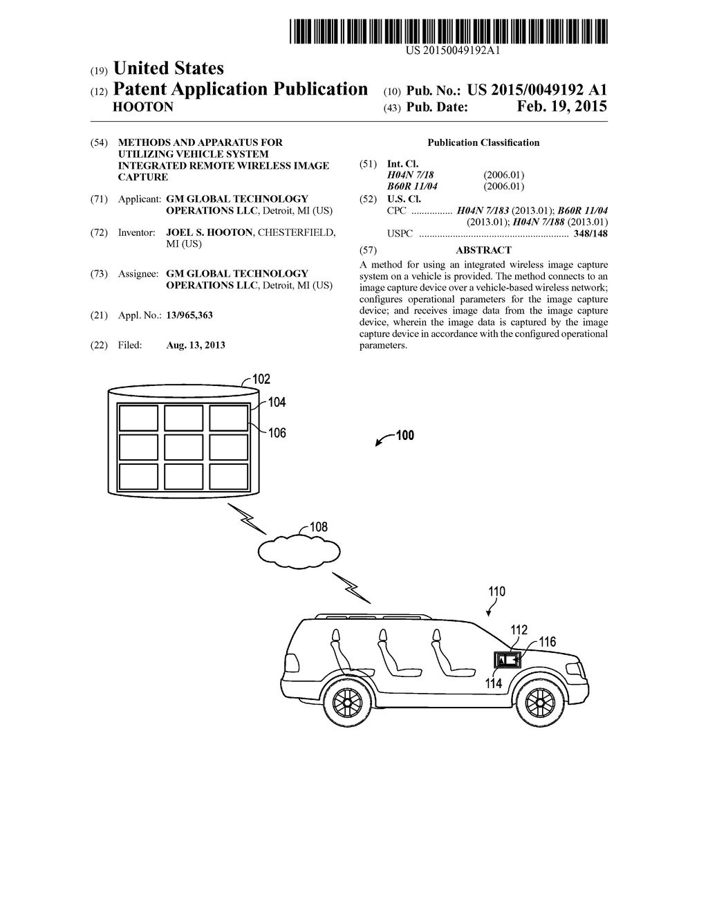 METHODS AND APPARATUS FOR UTILIZING VEHICLE SYSTEM INTEGRATED REMOTE     WIRELESS IMAGE CAPTURE - diagram, schematic, and image 01