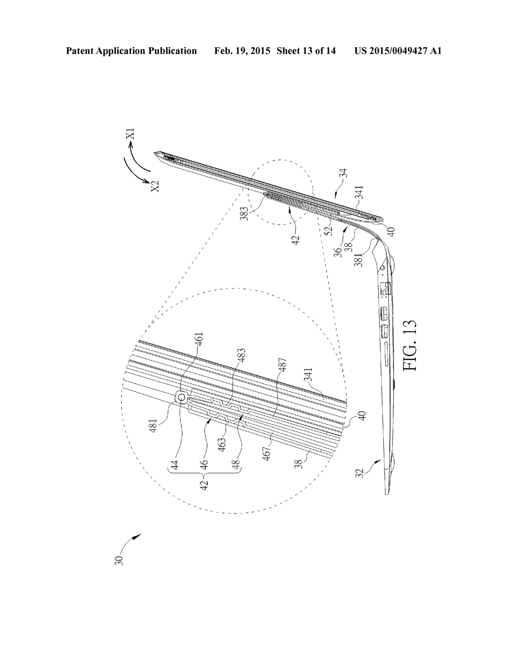 HINGE ASSEMBLY AND ELECTRONIC DEVICE THEREWITH - diagram, schematic, and image 14