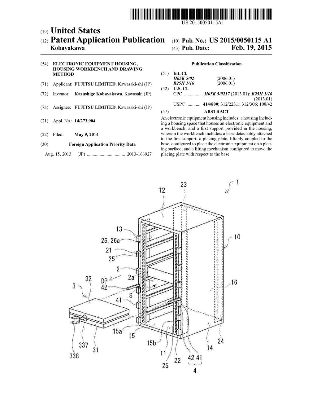 ELECTRONIC EQUIPMENT HOUSING, HOUSING WORKBENCH AND DRAWING METHOD - diagram, schematic, and image 01