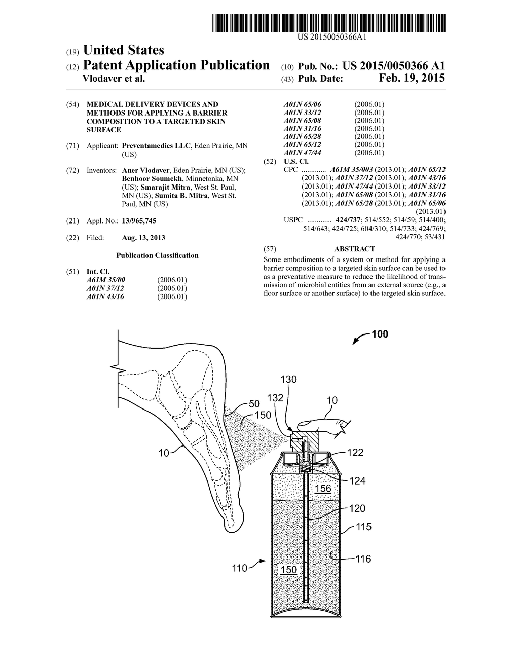 Medical Delivery Devices and Methods for Applying a Barrier Composition to     a Targeted Skin Surface - diagram, schematic, and image 01