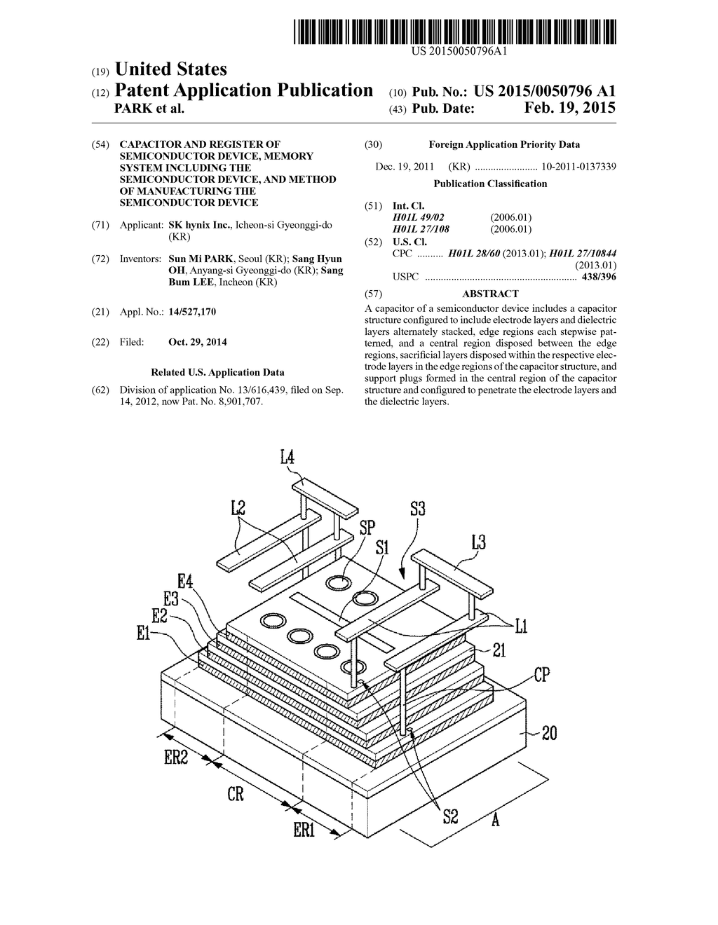 CAPACITOR AND REGISTER OF SEMICONDUCTOR DEVICE, MEMORY SYSTEM INCLUDING     THE SEMICONDUCTOR DEVICE, AND METHOD OF MANUFACTURING THE SEMICONDUCTOR     DEVICE - diagram, schematic, and image 01