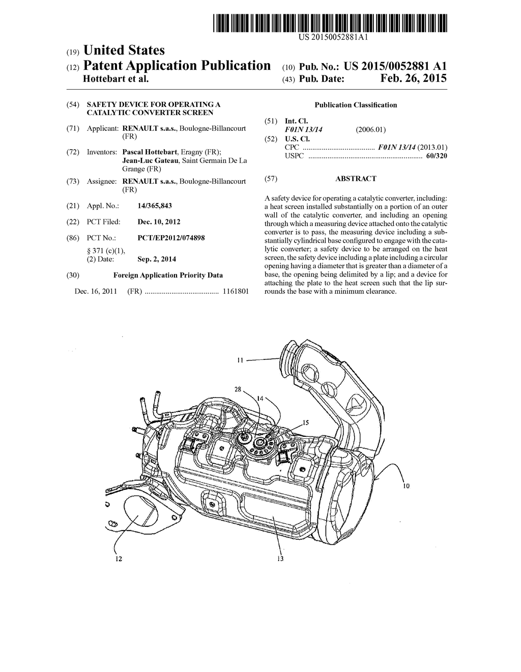 SAFETY DEVICE FOR OPERATING A CATALYTIC CONVERTER SCREEN - diagram, schematic, and image 01