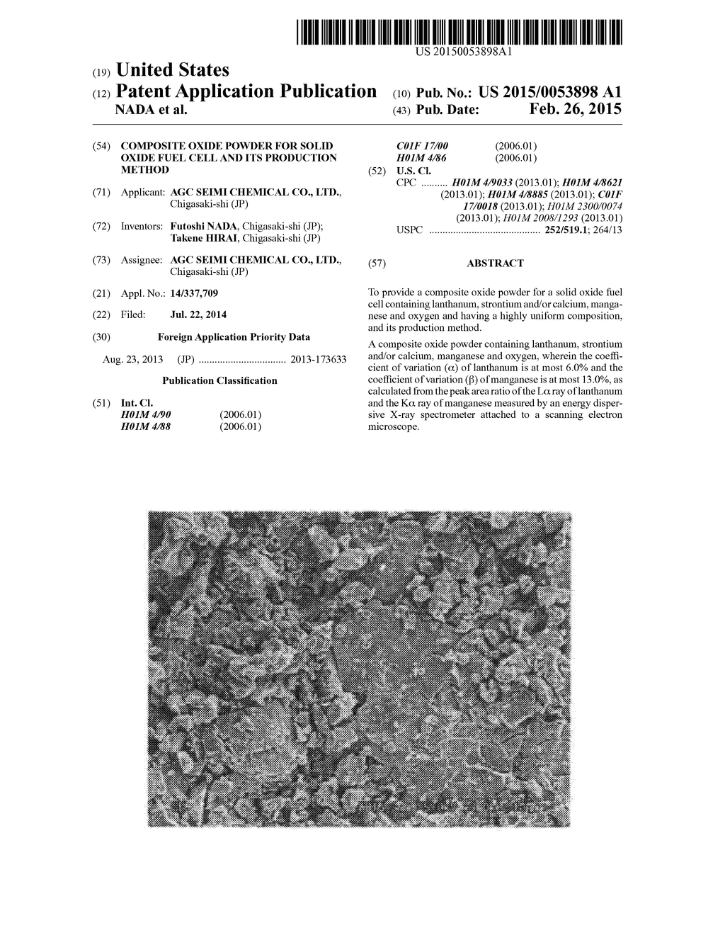 COMPOSITE OXIDE POWDER FOR SOLID OXIDE FUEL CELL AND ITS PRODUCTION METHOD - diagram, schematic, and image 01