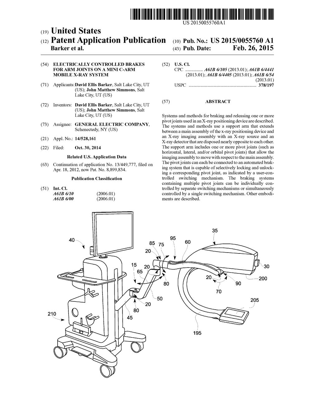 Electrically Controlled Brakes for Arm Joints on a Mini C-Arm Mobile X-Ray     System - diagram, schematic, and image 01