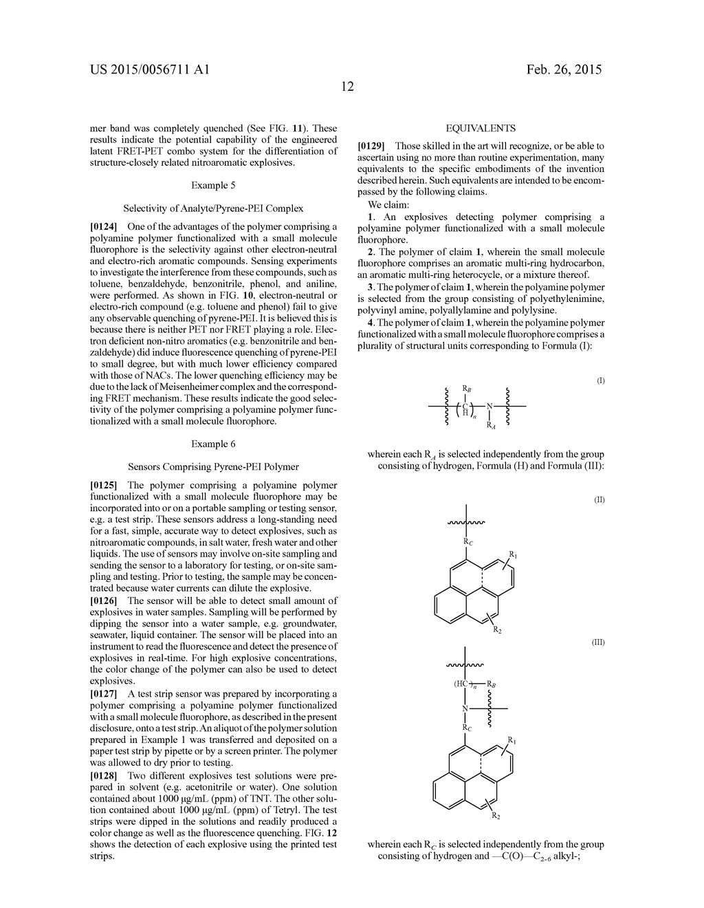 Explosive Detection Polymer Comprising Functionalized Polyamine Polymers     and Methods of Using the Same - diagram, schematic, and image 25