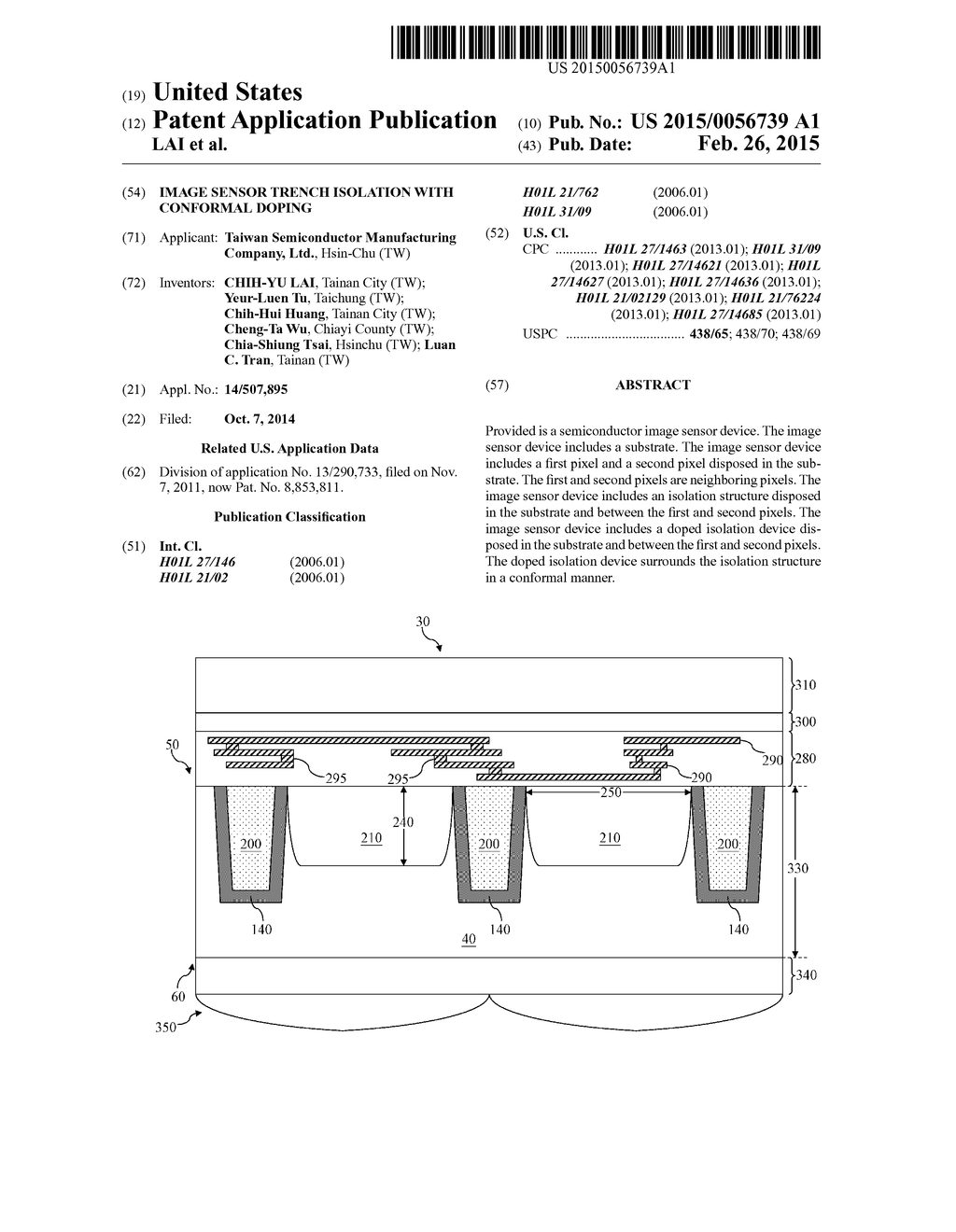 IMAGE SENSOR TRENCH ISOLATION WITH CONFORMAL DOPING - diagram, schematic, and image 01