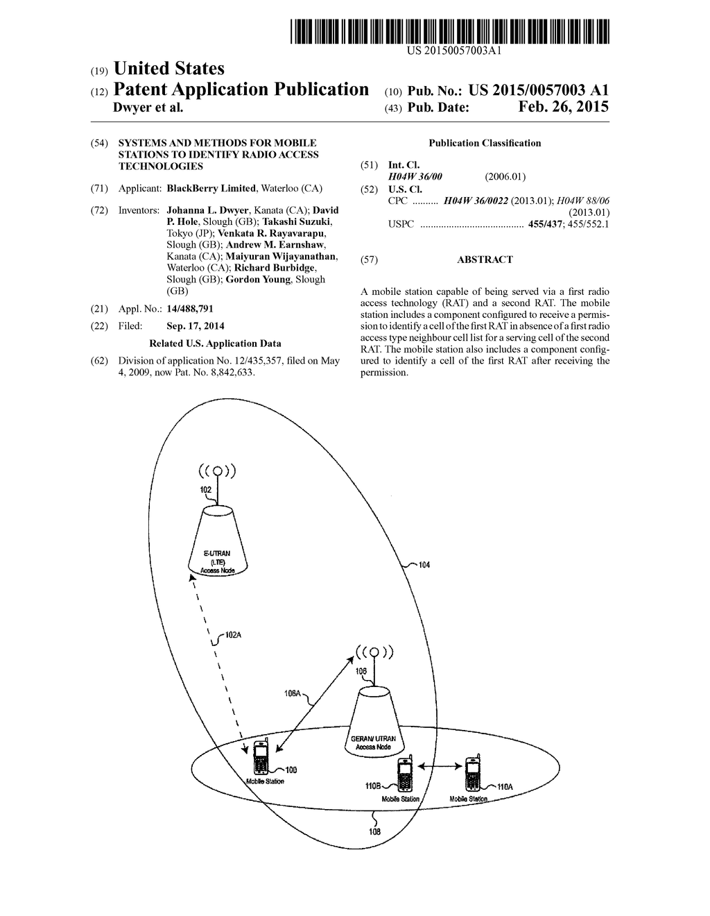 SYSTEMS AND METHODS FOR MOBILE STATIONS TO IDENTIFY RADIO ACCESS     TECHNOLOGIES - diagram, schematic, and image 01