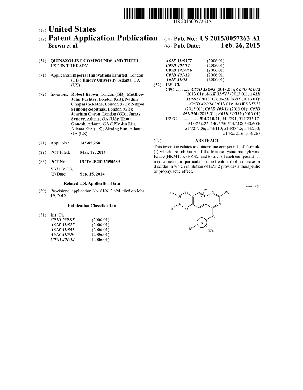 Quinazoline Compounds And Their Use In Therapy - diagram, schematic, and image 01