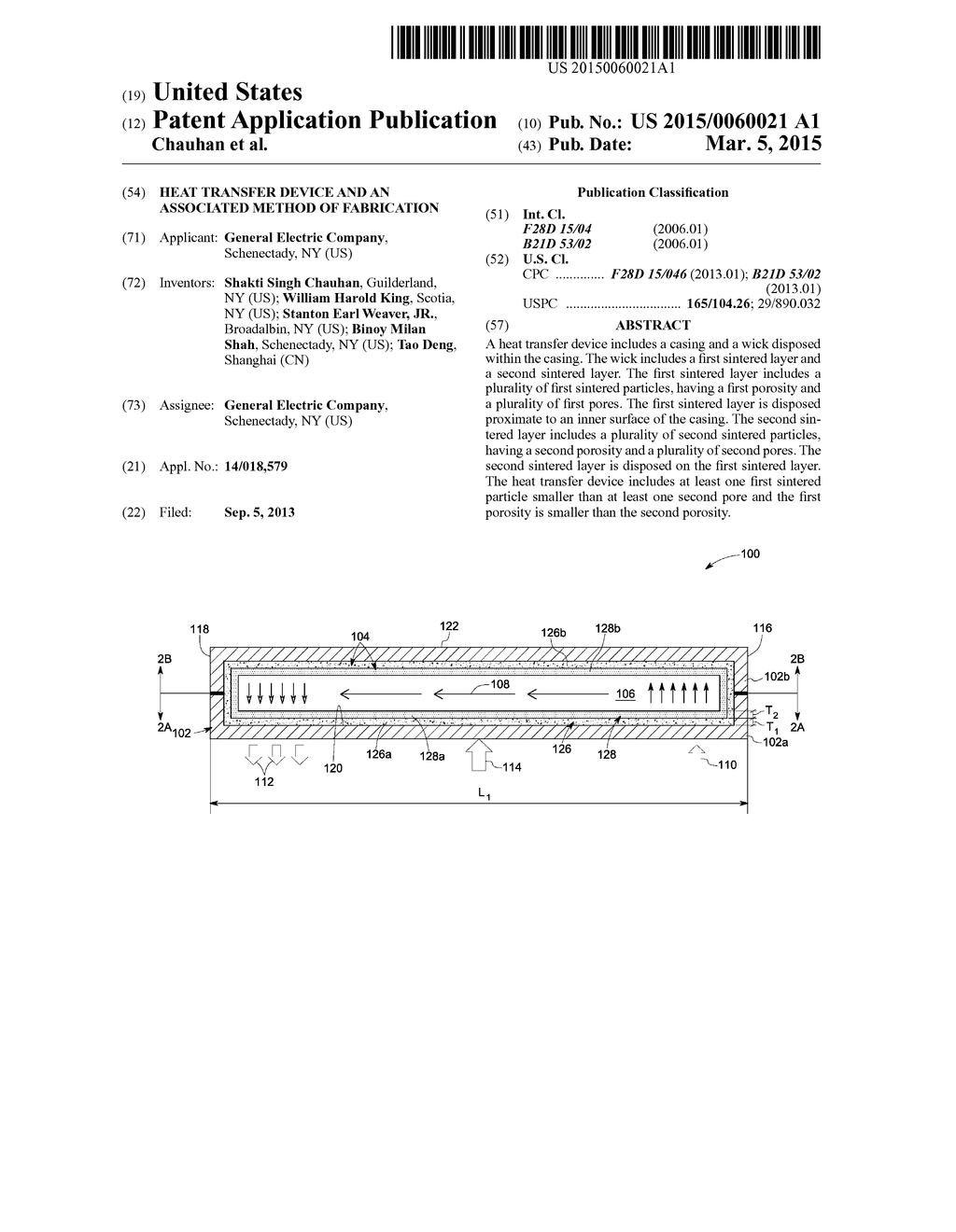 HEAT TRANSFER DEVICE AND AN ASSOCIATED METHOD OF FABRICATION - diagram, schematic, and image 01