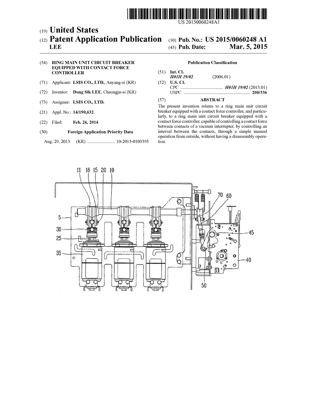 RING MAIN UNIT CIRCUIT BREAKER EQUIPPED WITH CONTACT FORCE CONTROLLER - diagram, schematic, and image 01