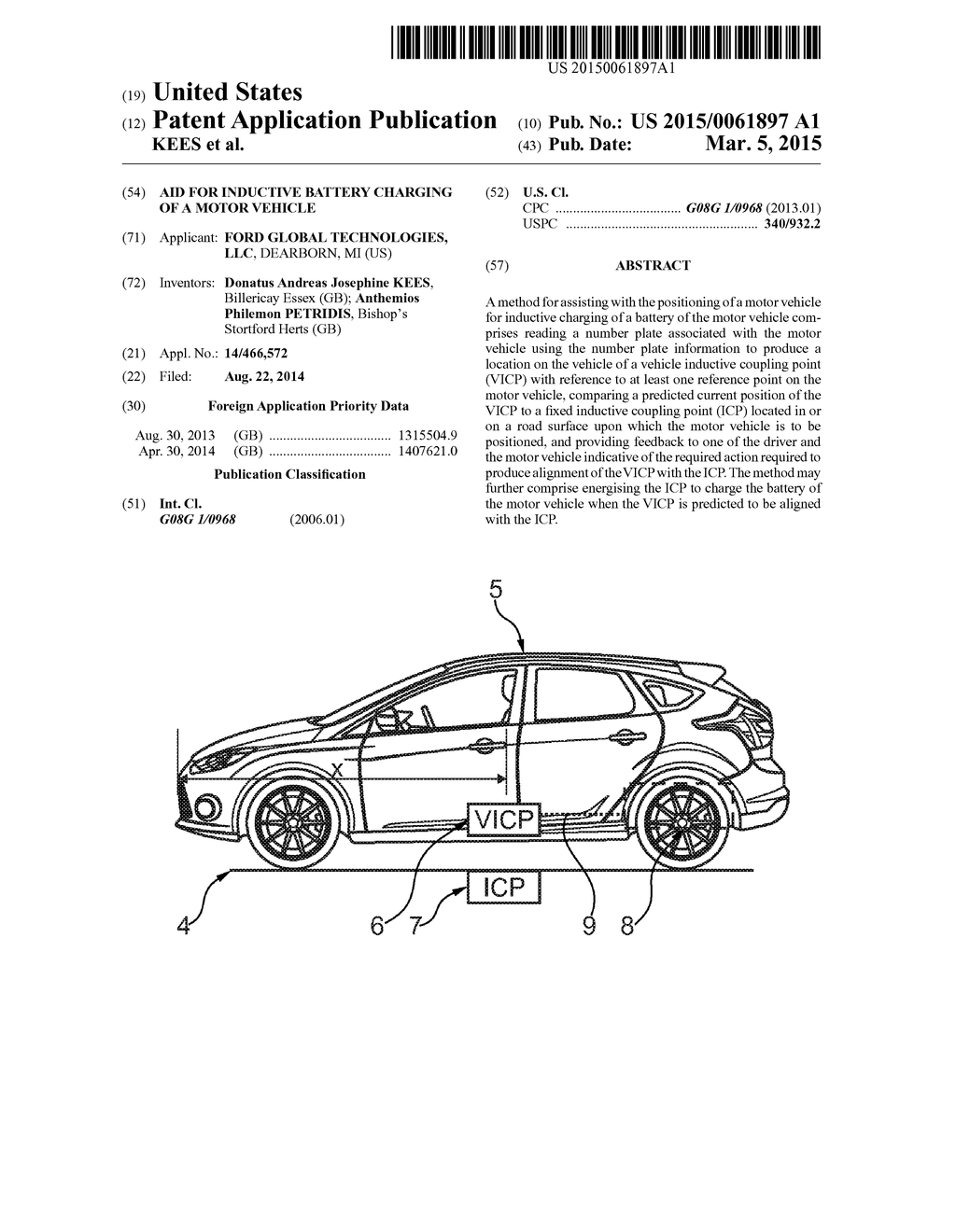 AID FOR INDUCTIVE BATTERY CHARGING OF A MOTOR VEHICLE - diagram, schematic, and image 01