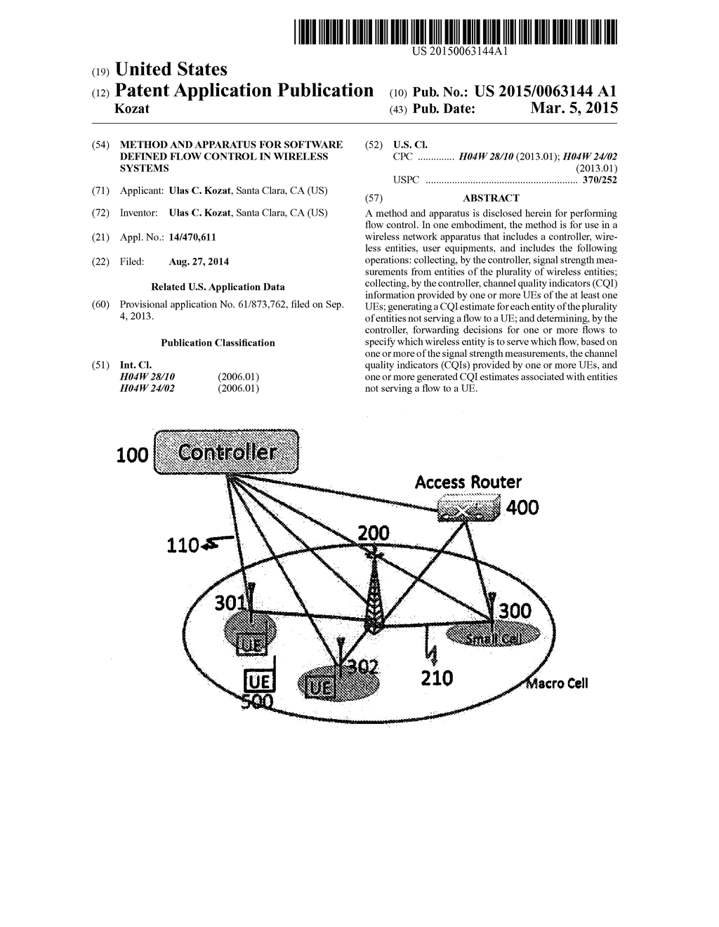 METHOD AND APPARATUS FOR SOFTWARE DEFINED FLOW CONTROL IN WIRELESS SYSTEMS - diagram, schematic, and image 01