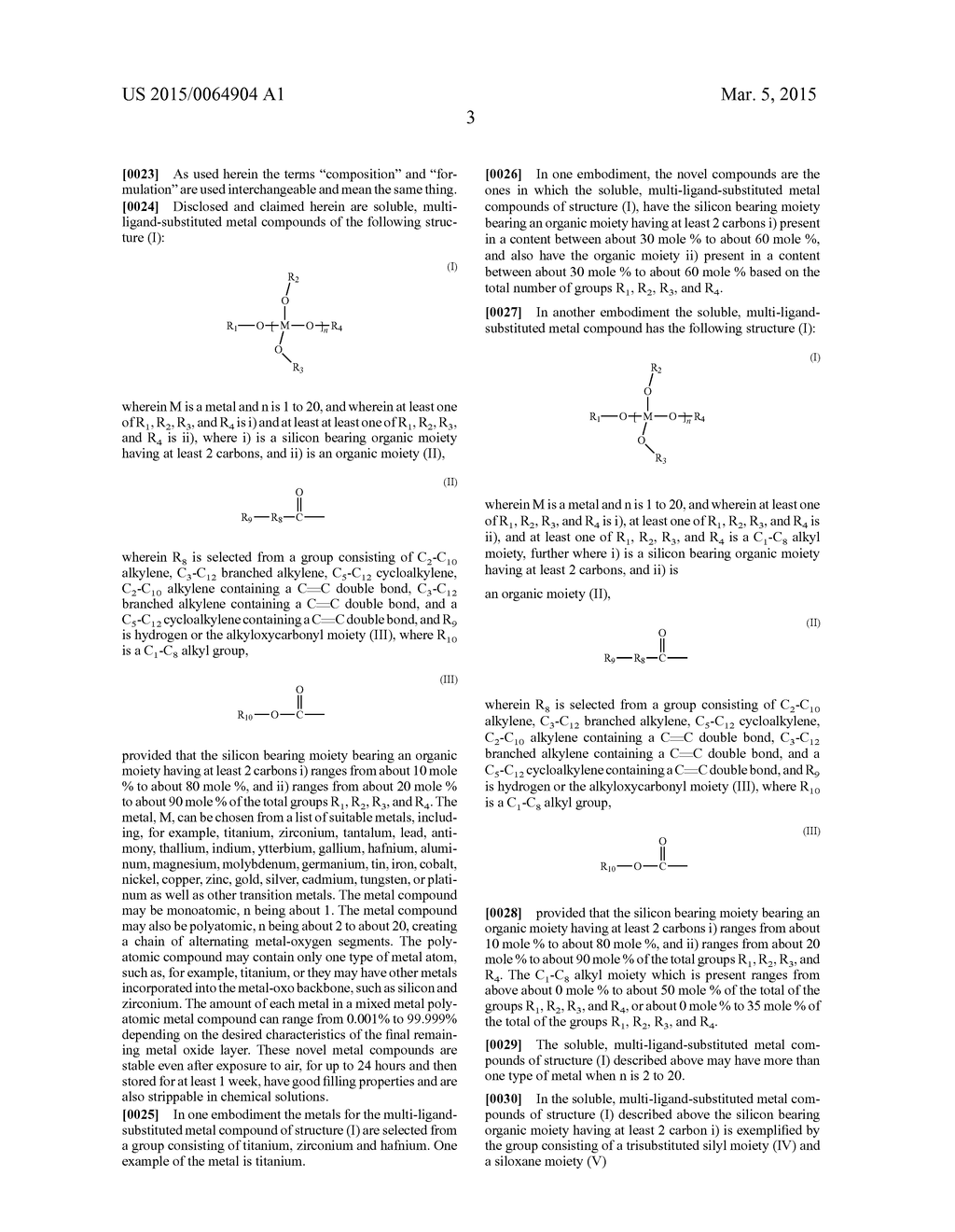 STABLE METAL  COMPOUNDS AS HARDMASKS AND FILLING MATERIALS, THEIR     COMPOSITIONS AND METHODS OF USE - diagram, schematic, and image 04