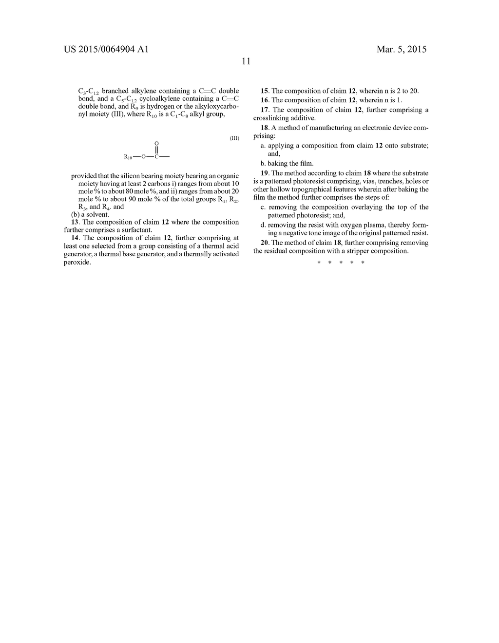 STABLE METAL  COMPOUNDS AS HARDMASKS AND FILLING MATERIALS, THEIR     COMPOSITIONS AND METHODS OF USE - diagram, schematic, and image 12