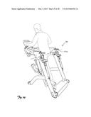 LOWER BODY MIMETIC EXERCISE DEVICE WITH FULLY OR PARTIALLY AUTONOMOUS     RIGHT AND LEFT LEG LINKS AND ERGONOMICALLY POSITIONED PIVOT POINTS diagram and image