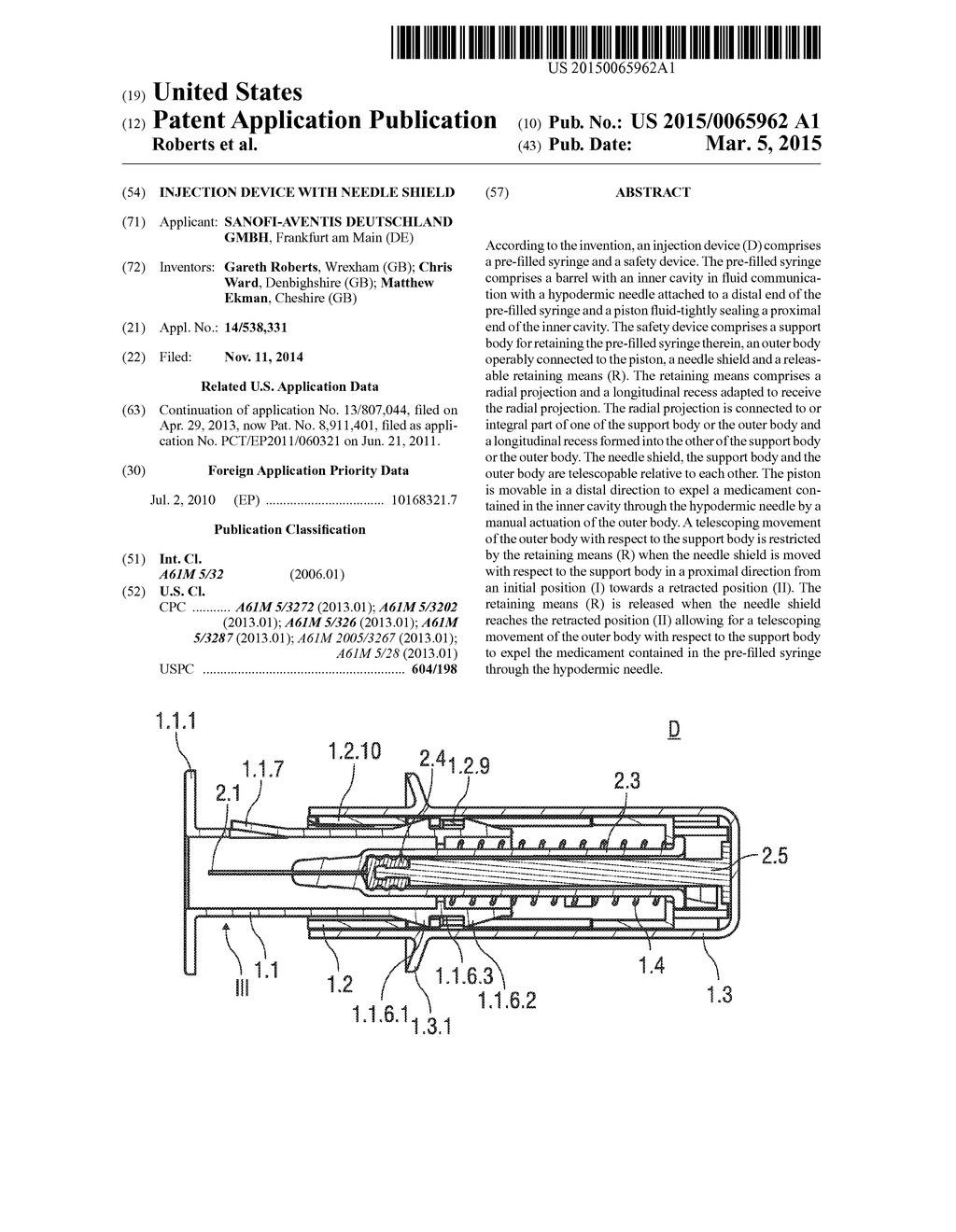 INJECTION DEVICE WITH NEEDLE SHIELD - diagram, schematic, and image 01