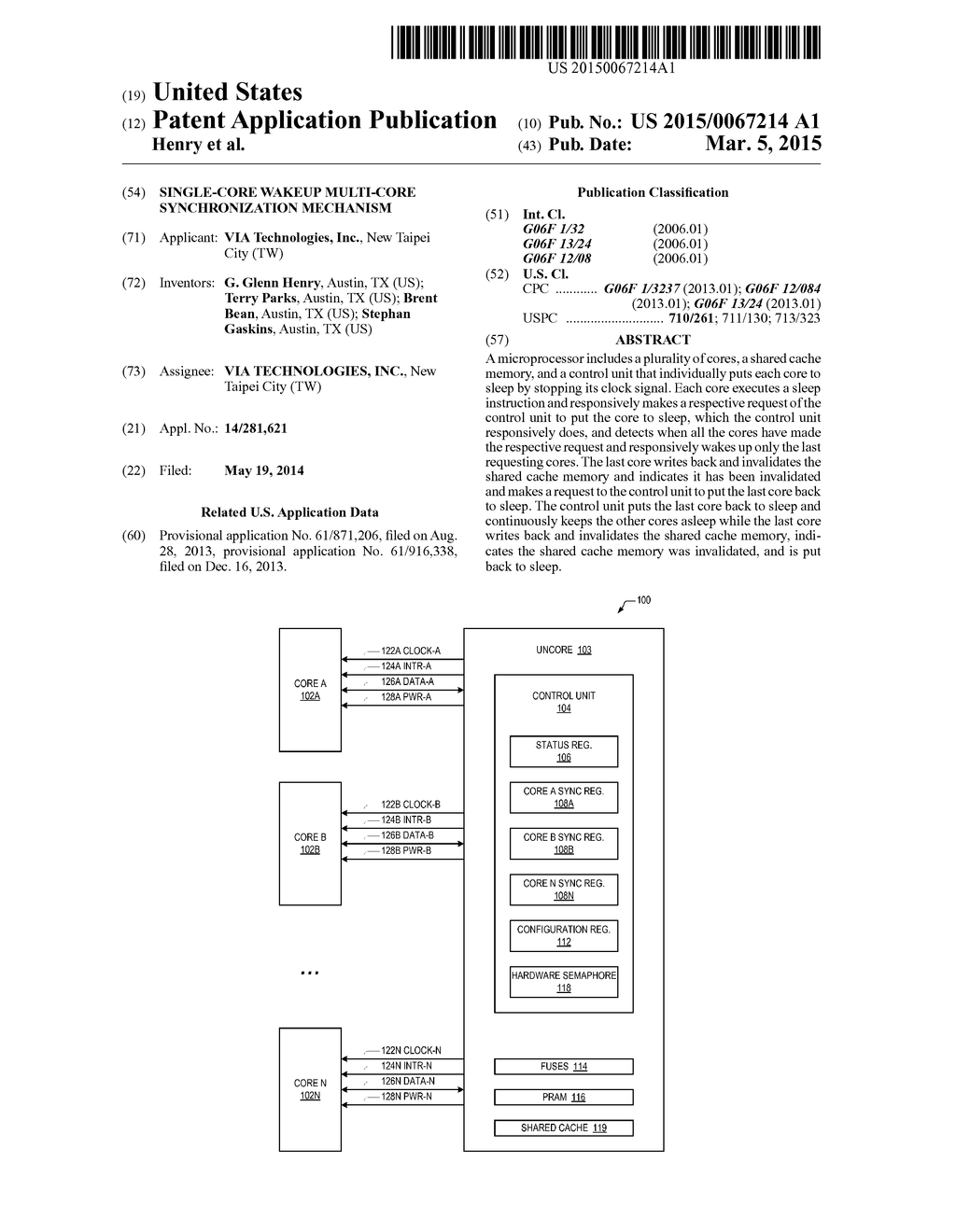 SINGLE-CORE WAKEUP MULTI-CORE SYNCHRONIZATION MECHANISM - diagram, schematic, and image 01