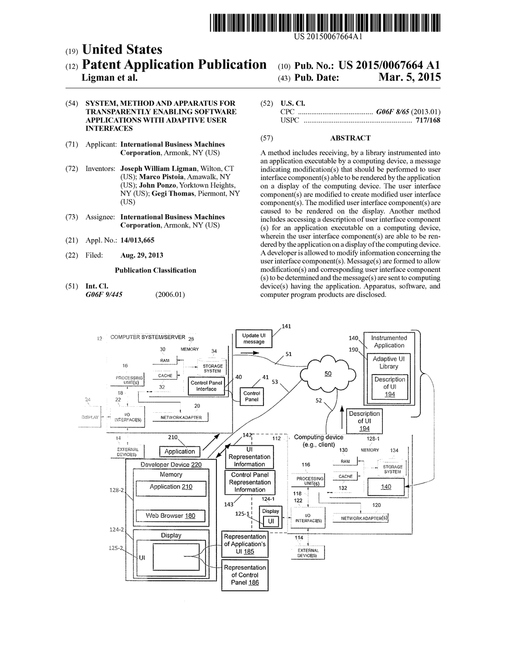 SYSTEM, METHOD AND APPARATUS FOR TRANSPARENTLY ENABLING SOFTWARE     APPLICATIONS WITH ADAPTIVE USER INTERFACES - diagram, schematic, and image 01