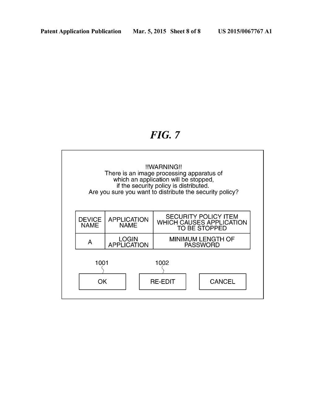 INFORMATION PROCESSING APPARATUS THAT DISTRIBUTES SETTINGS COMPLIANT WITH     SECURITY POLICY AND CONTROL METHOD THEREFOR, IMAGE PROCESSING APPARATUS     AND  CONTROL METHOD THEREFOR, INFORMATION PROCESSING SYSTEM AND CONTROL     METHOD THEREFOR, AND STORAGE MEDIUM - diagram, schematic, and image 09