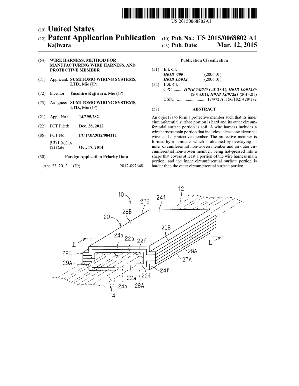 WIRE HARNESS, METHOD FOR MANUFACTURING WIRE HARNESS, AND PROTECTIVE MEMBER - diagram, schematic, and image 01