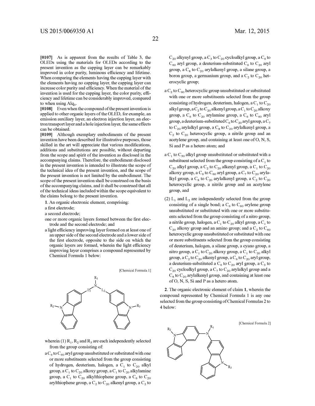 ORGANIC ELECTRONIC ELEMENT INCLUDING LIGHT EFFICIENCY IMPROVING LAYER,     ELECTRONIC DEVICE INCLUDING THE SAME, AND COMPOUND FOR THE SAME - diagram, schematic, and image 25