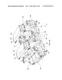 MACHINE FOR MANUFACTURING CONCRETE UWALL TYPE CONSTRUCTION BLOCKS BY     MOLDING EACH CONCRETE U-WALL CONSTRUCTION BLOCK FROM CONCRETE POURED     ABOUT A BLOCK CAGE MADE FROM REINFORCING MATERIAL WHILE SAID BLOCK CAGE     IS LOADED WITHIN SAID MACHINE diagram and image