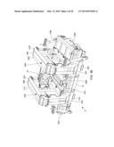 MACHINE FOR MANUFACTURING CONCRETE UWALL TYPE CONSTRUCTION BLOCKS BY     MOLDING EACH CONCRETE U-WALL CONSTRUCTION BLOCK FROM CONCRETE POURED     ABOUT A BLOCK CAGE MADE FROM REINFORCING MATERIAL WHILE SAID BLOCK CAGE     IS LOADED WITHIN SAID MACHINE diagram and image