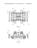 MACHINE FOR MANUFACTURING CONCRETE UWALL TYPE CONSTRUCTION BLOCKS BY     MOLDING EACH CONCRETE U-WALL CONSTRUCTION BLOCK FROM CONCRETE POURED     ABOUT A BLOCK CAGE MADE FROM REINFORCING MATERIAL WHILE SAID BLOCK CAGE     IS LOADED WITHIN SAID MACHINE diagram and image