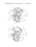 MACHINE FOR MANUFACTURING CONCRETE UWALL TYPE CONSTRUCTION BLOCKS BY     MOLDING EACH CONCRETE U-WALL CONSTRUCTION BLOCK FROM CONCRETE POURED     ABOUT A BLOCK CAGE MADE FROM REINFORCING MATERIAL WHILE SAID BLOCK CAGE     IS LOADED WITHIN SAID MACHINE diagram and image