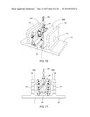 MACHINE FOR MANUFACTURING CONCRETE UWALL TYPE CONSTRUCTION BLOCKS BY     MOLDING EACH CONCRETE U-WALL CONSTRUCTION BLOCK FROM CONCRETE POURED     ABOUT A BLOCK CAGE MADE FROM REINFORCING MATERIAL WHILE SAID BLOCK CAGE     IS LOADED WITHIN SAID MACHINE diagram and image