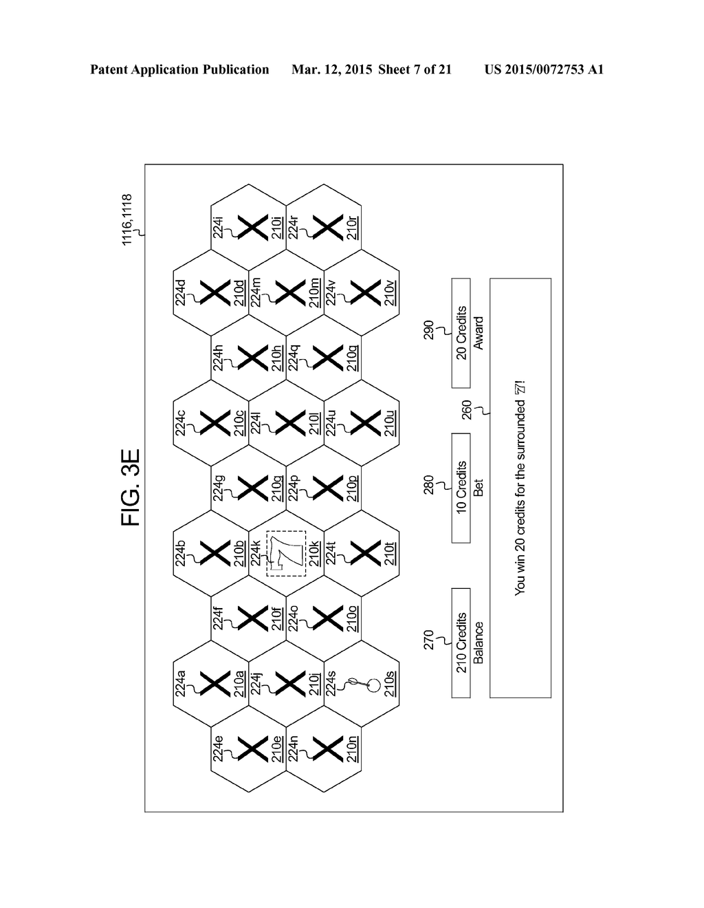 GAMING SYSTEM AND METHOD PROVIDING A SLOT GAME HAVING A SURROUNDED SYMBOL     AWARD EVALUATION - diagram, schematic, and image 08